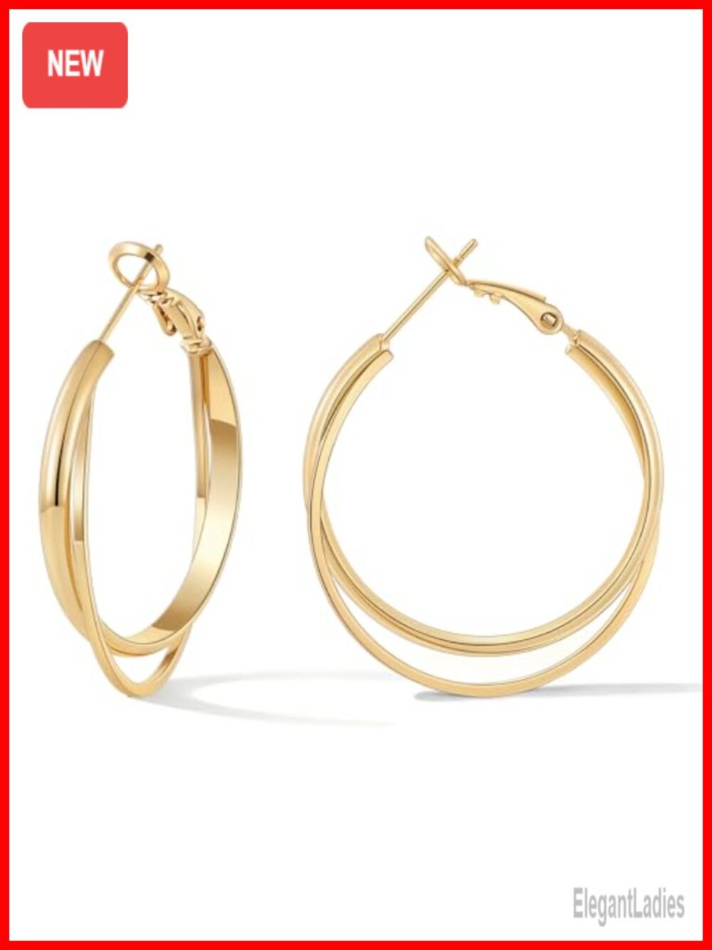 14K Gold Plated Criss Cross Hoop Earrings for Women